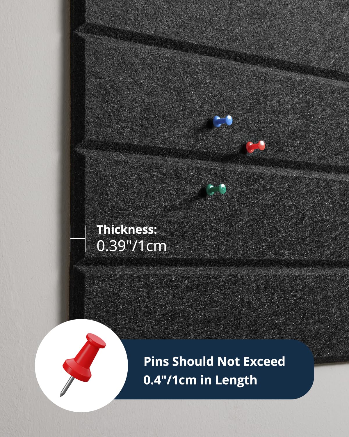 Large Cork Board Alternative 48"X36" Bulletin Board 12 Pack Felt Wall Tiles with Self Adhesive for Wall Home Office Decor, Pin Cork Boards-Black