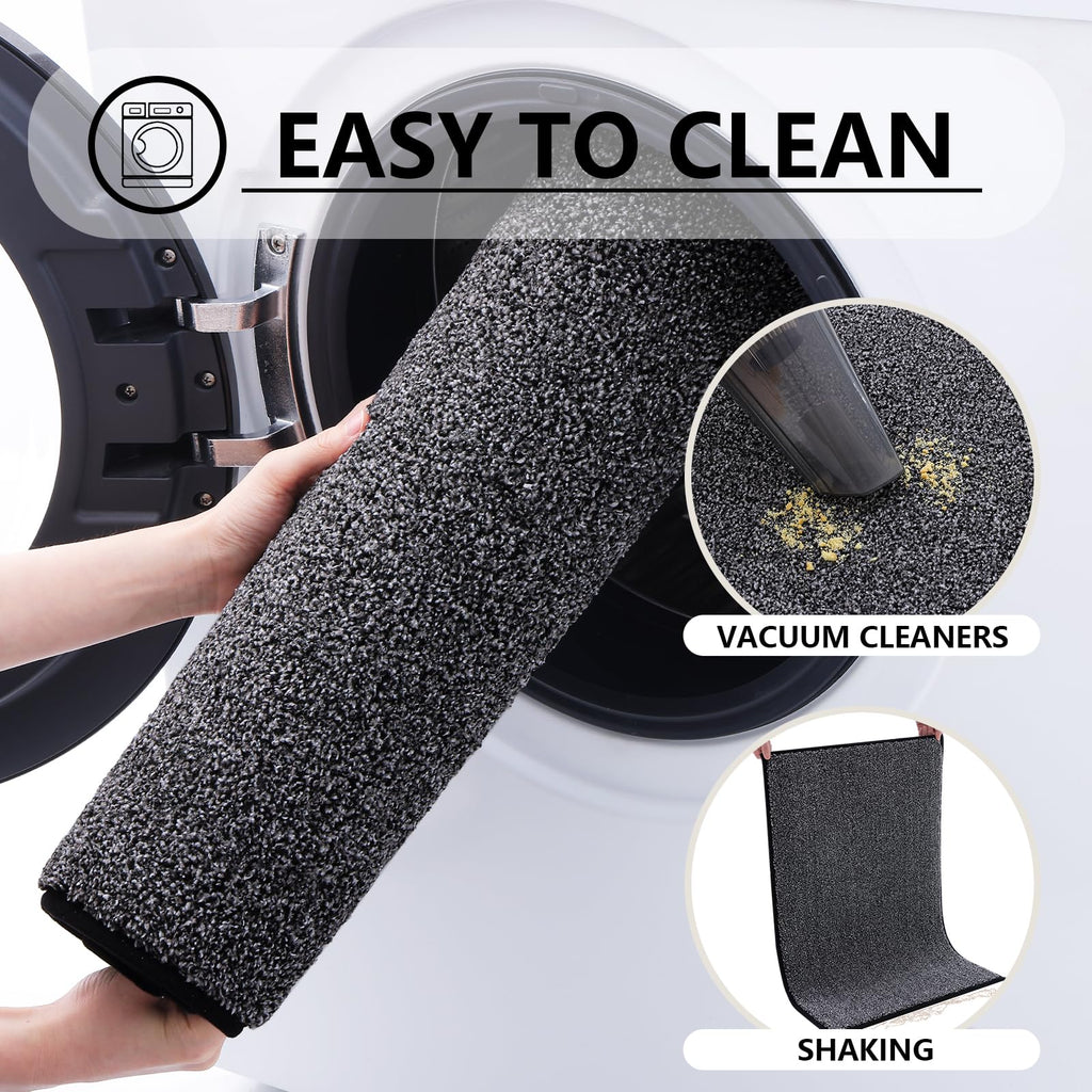 Kitinjoy Indoor Door Mat 20"x32", Dirt Resistant and Absorbent Non-Slip Rubber Backing Front Door Mat,Washable Low-Profile Doormat Entrance Mat for Entryway, Black