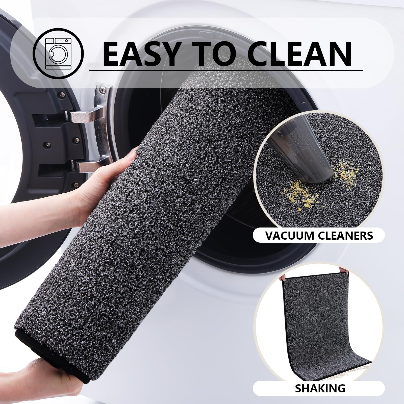Kitinjoy Indoor Door Mat 20"x32", Dirt Resistant and Absorbent Non-Slip Rubber Backing Front Door Mat,Washable Low-Profile Doormat Entrance Mat for Entryway, Black