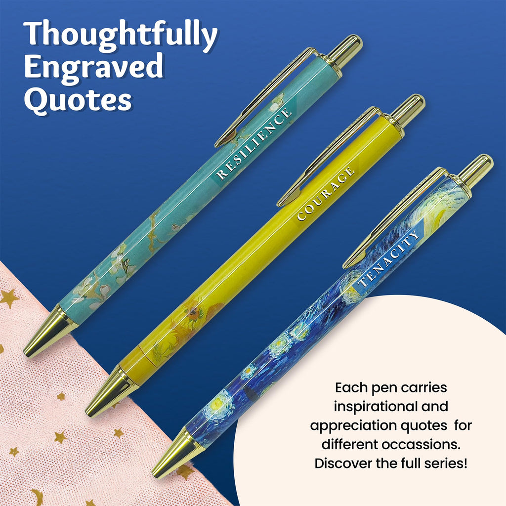 MESMOS Van Gogh Fancy Pen Set - Inspirational Gifts for Women, Office Motivational Writing Pens for Boss Lady, Congratulations Gifts, Unique Click Pens for Servers and Promotions