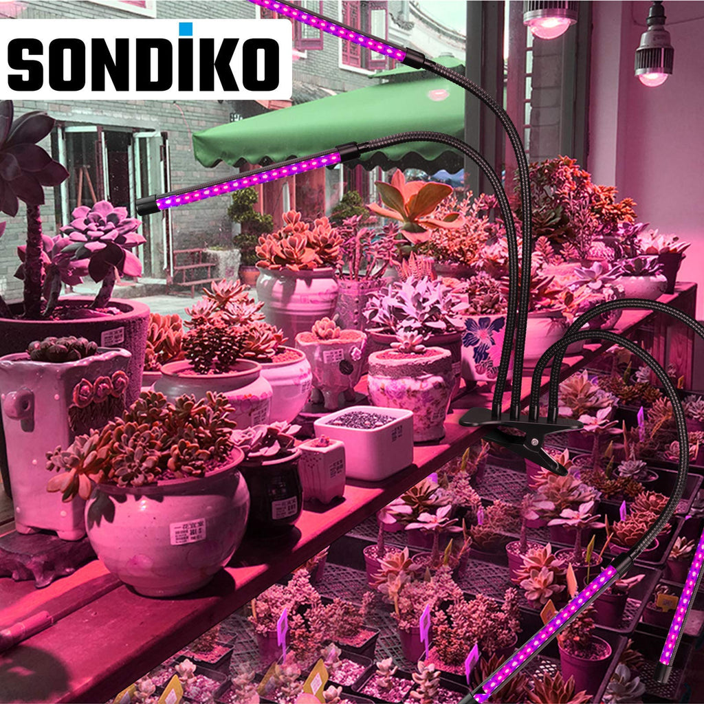 Sondiko LED Grow Light, Full Spectrum Plant Lights for Indoor Plants with Auto On Off 3/9/12H Timer, 10 Dimmable Levels, Adjustable Gooseneck, 3 Switch Modes