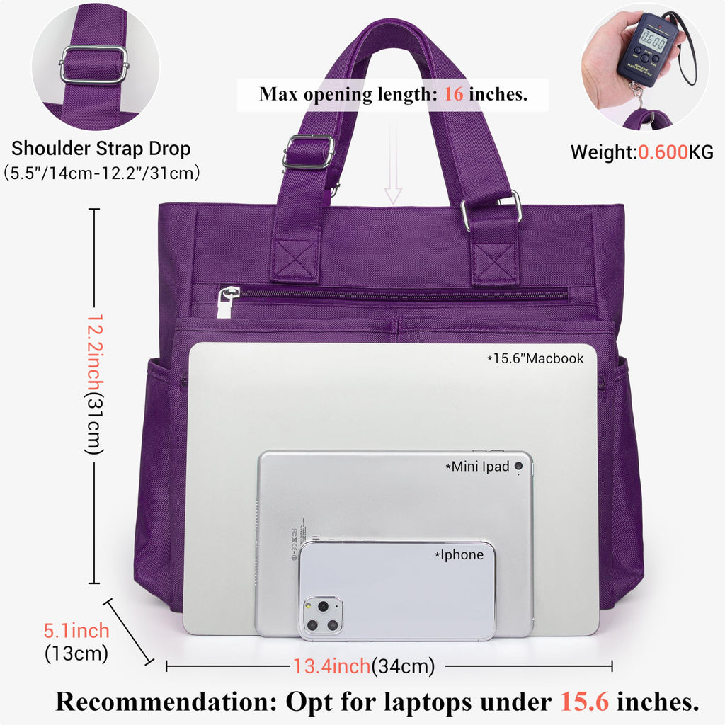 Canvas Tote Bag Waterproof Nylon Multi Pocket Shoulder Bags Laptop Work Bag Teacher Purse and Handbags for Women & Men