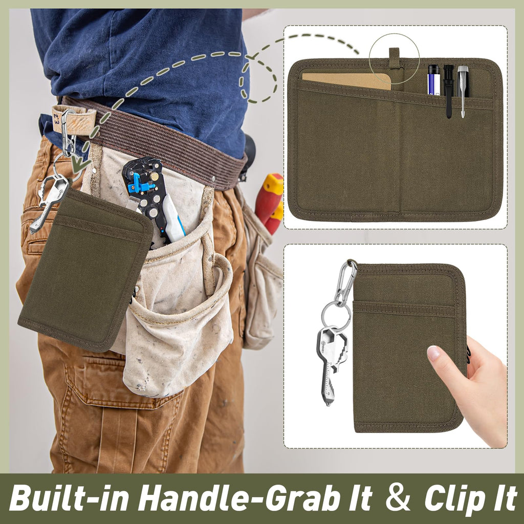 WIKSRY Journal Cover for Field Notes & Moleskine Cahier with YKK Zipper, 3.5"x5.5" Waxed Canvas Notebook Cover with Pen Holder, Water Resistant Travel Planner Cover for Daily Use (Olive)