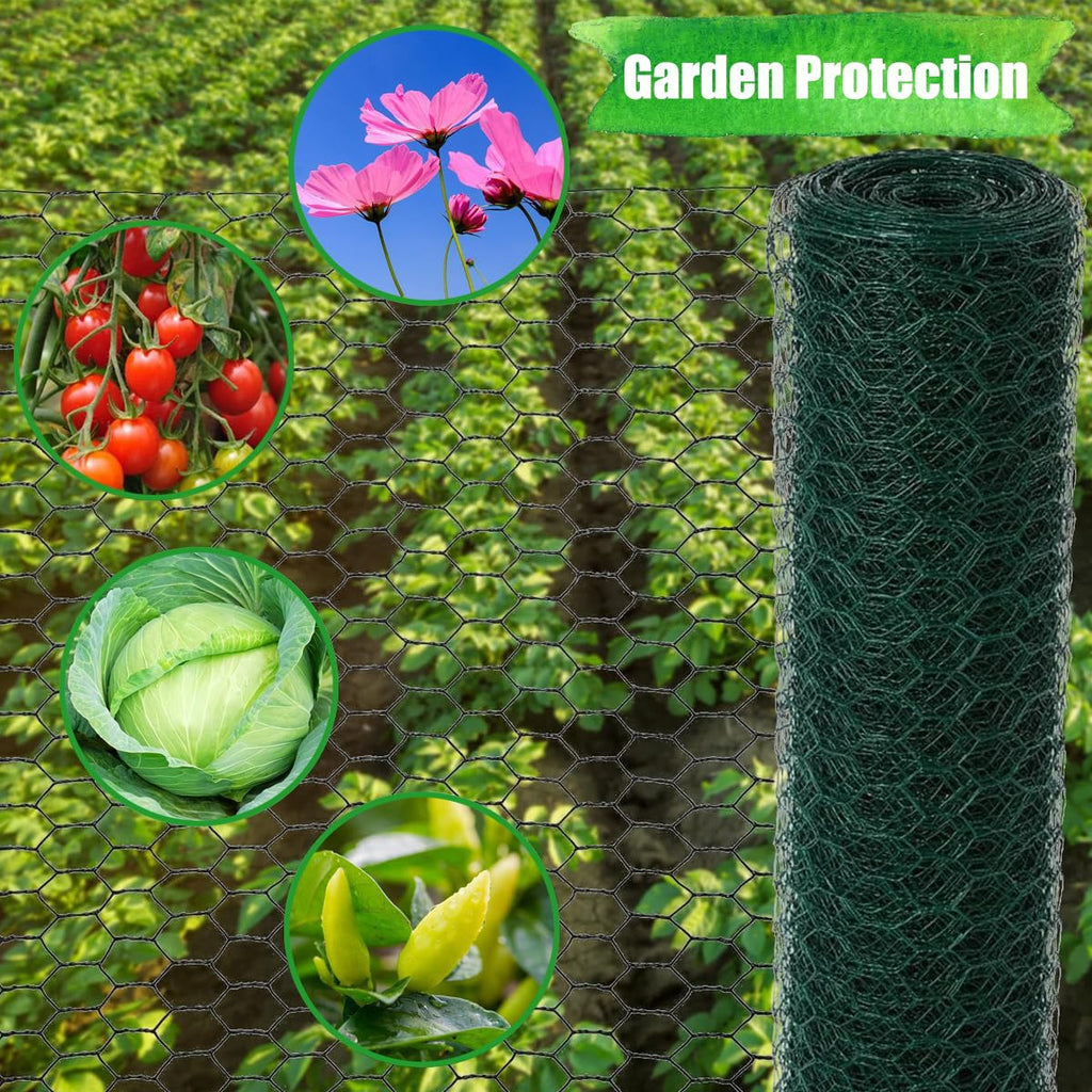 Wonninek Chicken Wire for Floral Arrangements, 16 x 236 Inches Gauge Galvanized Steel Wire Fence Ideal with Zip Ties for Crafting, Garden Protection, Bird Enclosures, Chicken Coops, Poultry Netting