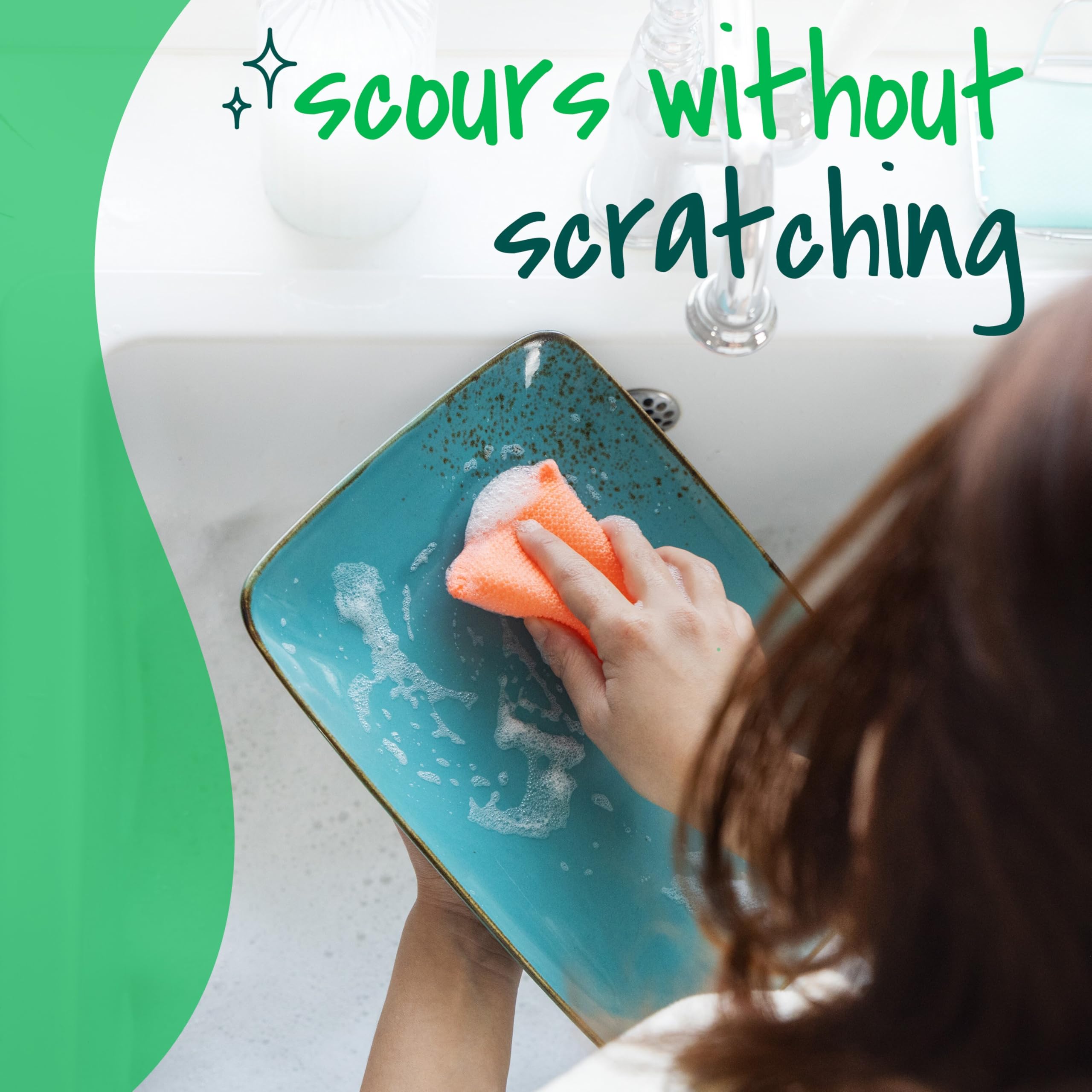 Scotch-Brite Dobie Colors Pads, Dobie Sponge for All Purpose Cleaning of Kitchen, Bathroom, and Household, Non Scratch Pads Safe for Non-Stick Cookware, 24 Count