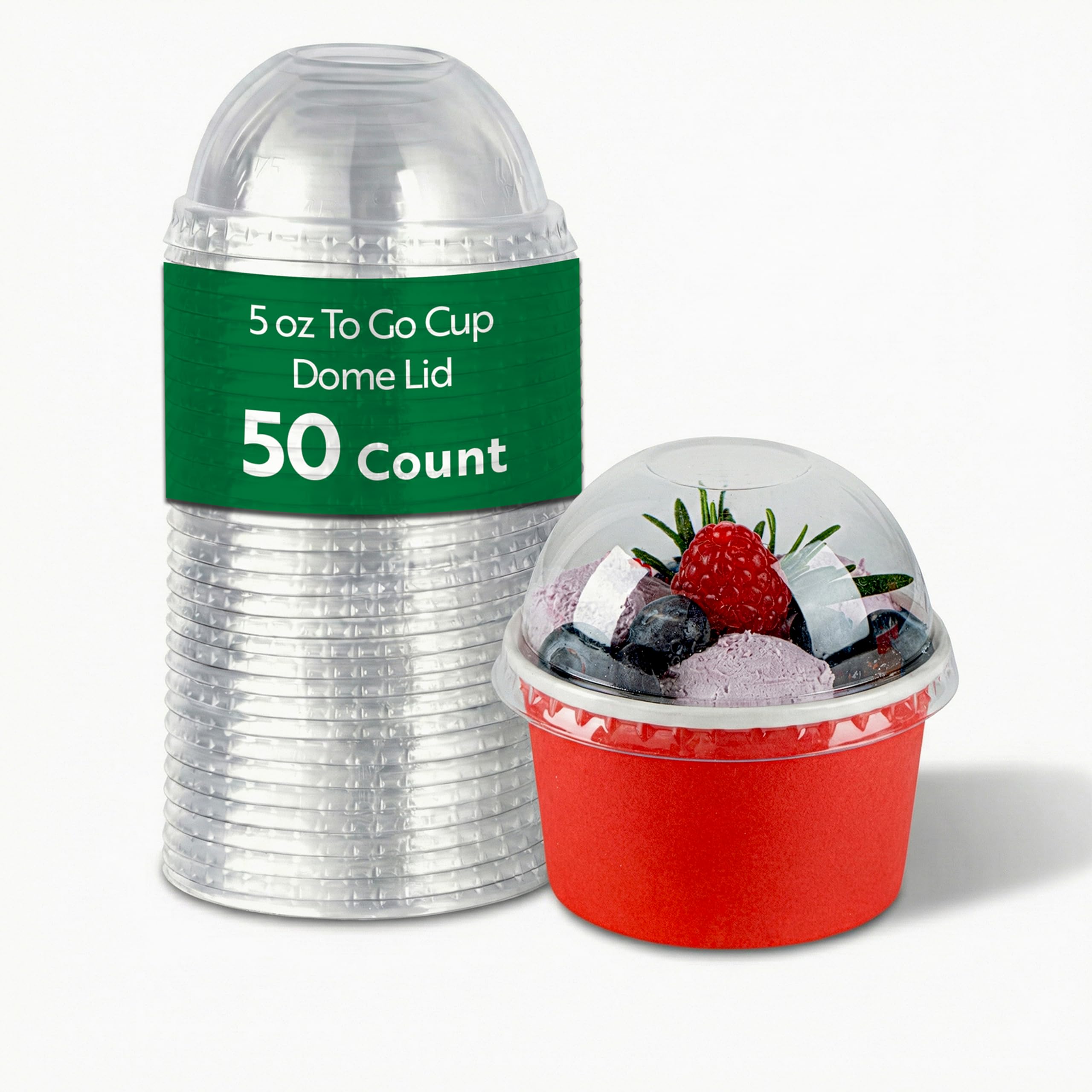 Restaurantware-LIDS ONLY: Dome-Shaped Lids, 50 Transparent Plastic Lids for 5 Ounce Coppetta to Go Cups - Cups Sold Separately, Disposable, Clear Plastic Dessert Cups Lids, for Dessert Takeaways
