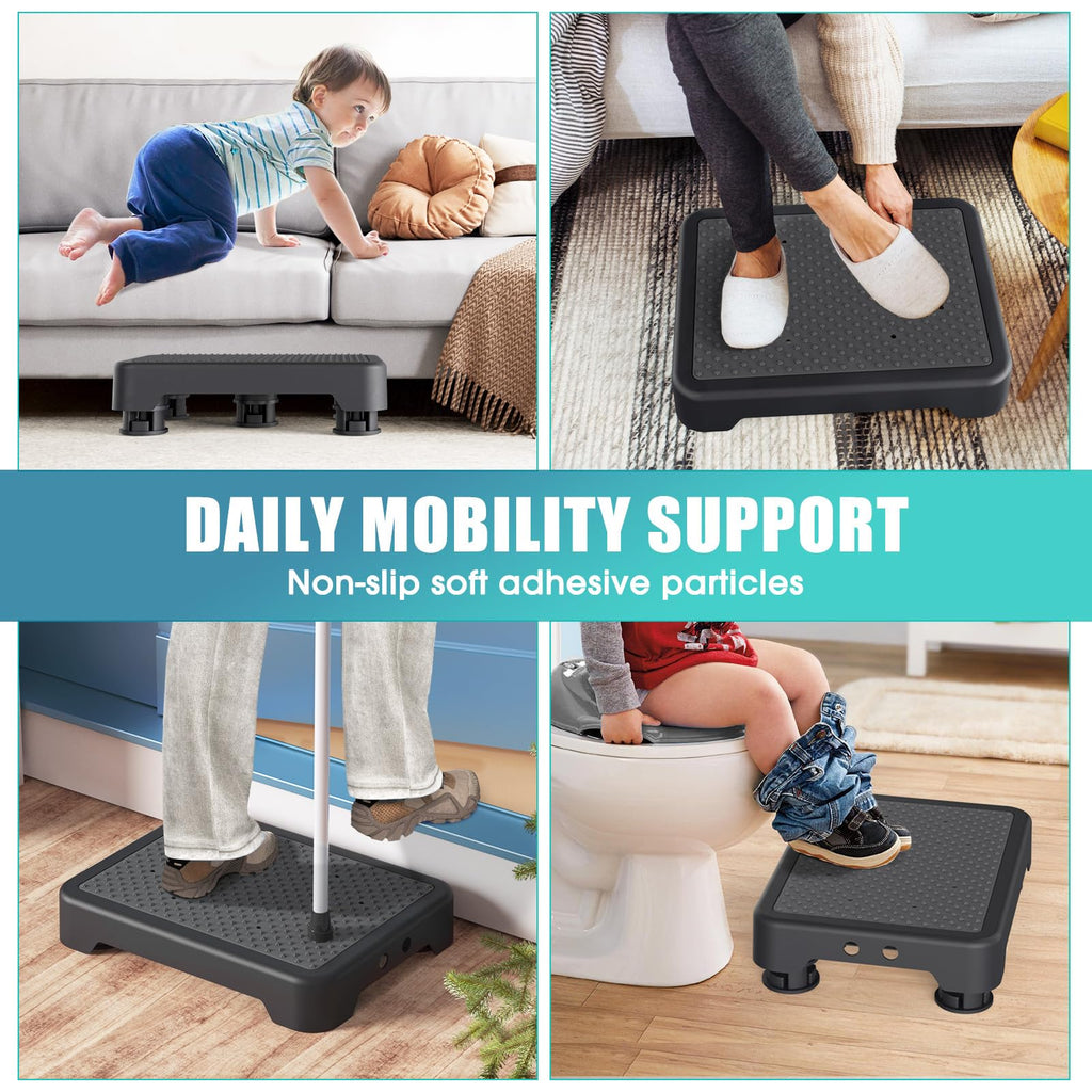 SPACELEAD Mobility Step Stool for Adults & Seniors, Indoor/Outdoor Portable Stair Assist, Anti-Slip Bathroom Step Stool, Platform Step for Kitchen, Office, and Bedroom, 600lbs Capacity, Black-Black