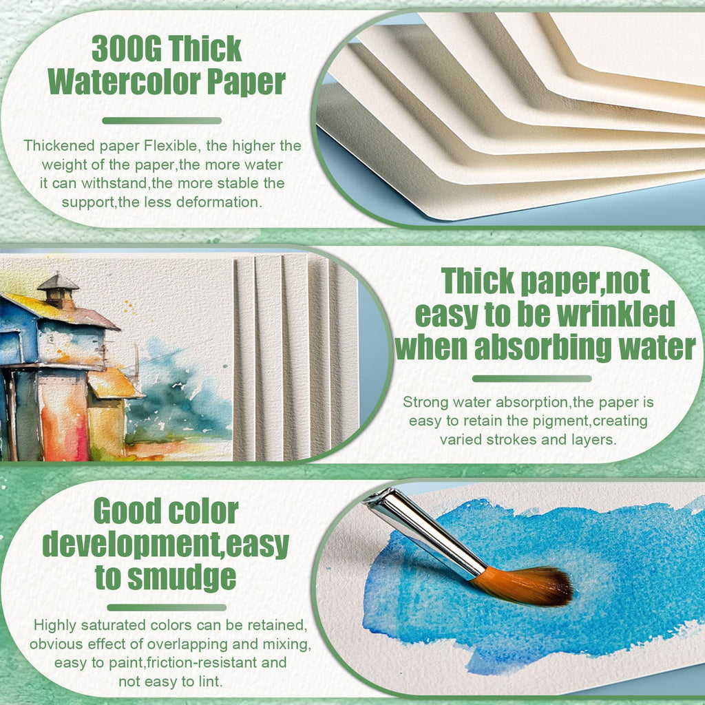 Watercolor Paper, 100 Pcs Watercolor Paper Pad, Watercolor Paper Bulk for Students, Artists, Sketch Painting
