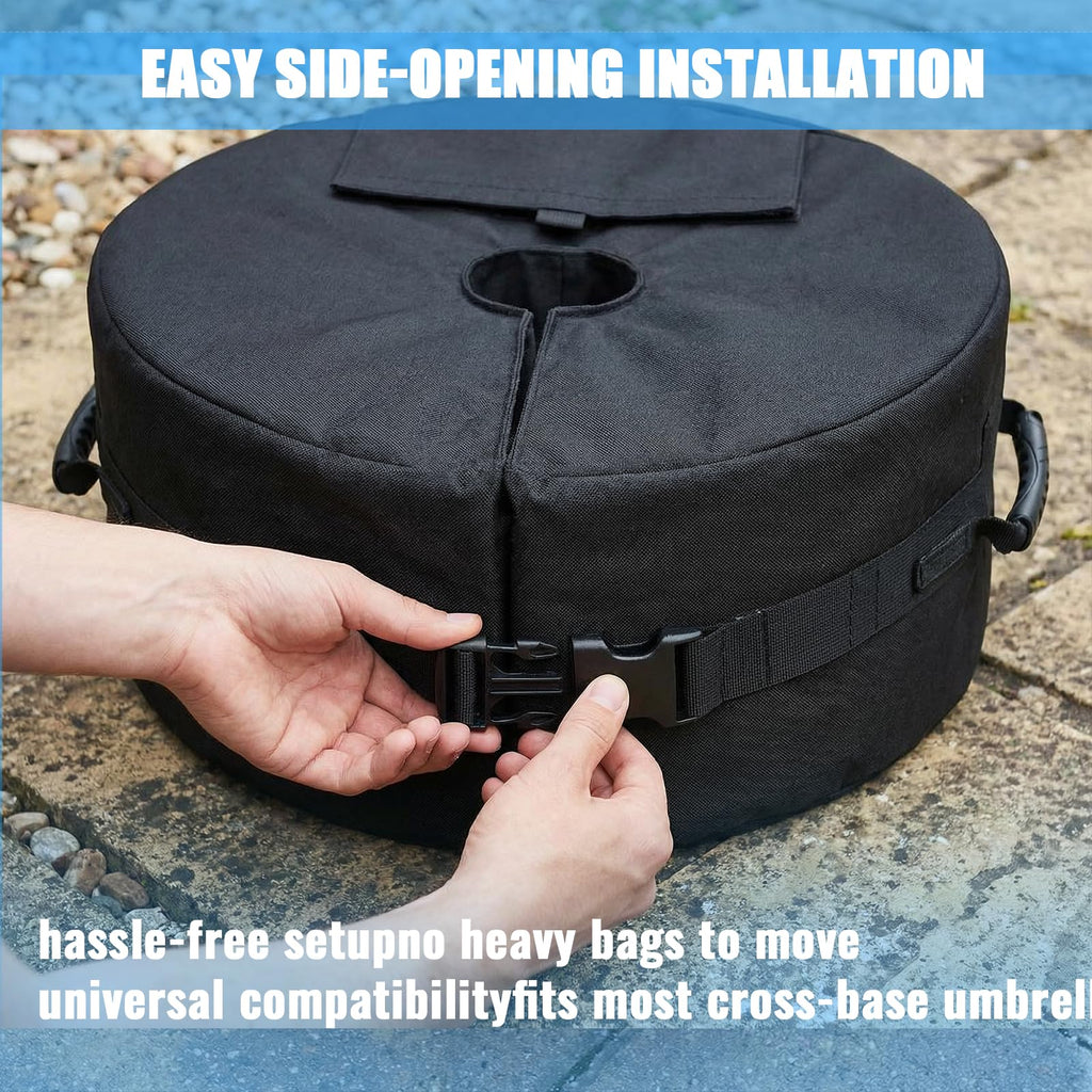 MTSBDM 18" Round Umbrella Base Weight Bag with Side-Slot Opening – Fits Offset, Cantilever, Flagpole & Outdoor Patio Umbrella Stands – Portable, Easy Fill & Install – Weather Resistant
