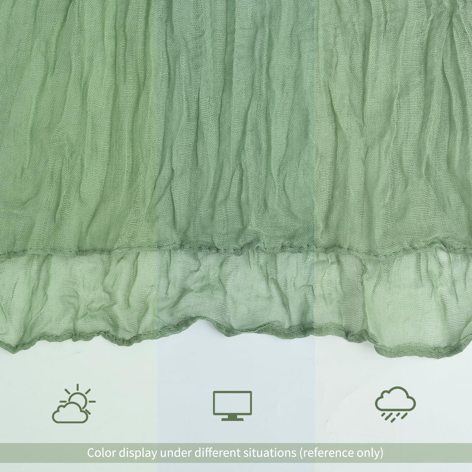 12 Pack Sage Green Table Runner 10Ft Cheesecloth Table Runner Rustic Gauze Table Runners Romantic Long Sage Sheer Fabric Cheese Cloth Table Runners for Wedding Party Bridal Baby Shower