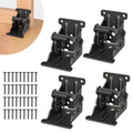 4 Pack Folding Brackets, Self-Lock Hinge with Screws for Folding Table Legs, Lock Extension Support Bracket Bed Legs, Black