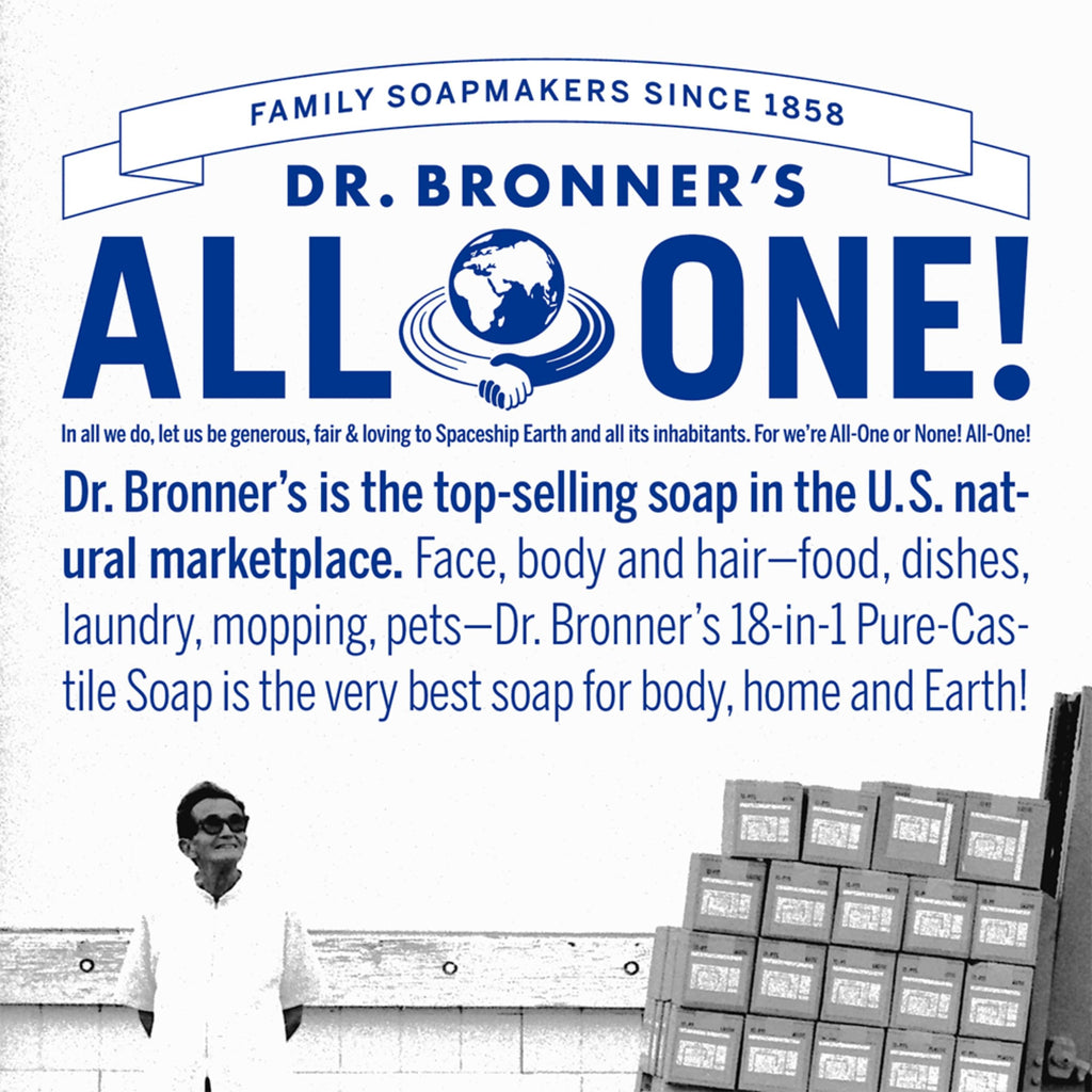 Dr. Bronner’s - Pure-Castile Liquid Soap (Almond, 473 mL) - Made with Organic Oils, 18-in-1 Uses: Face, Body, Hair, Laundry, Pets and Dishes, Concentrated, Vegan, Non-GMO