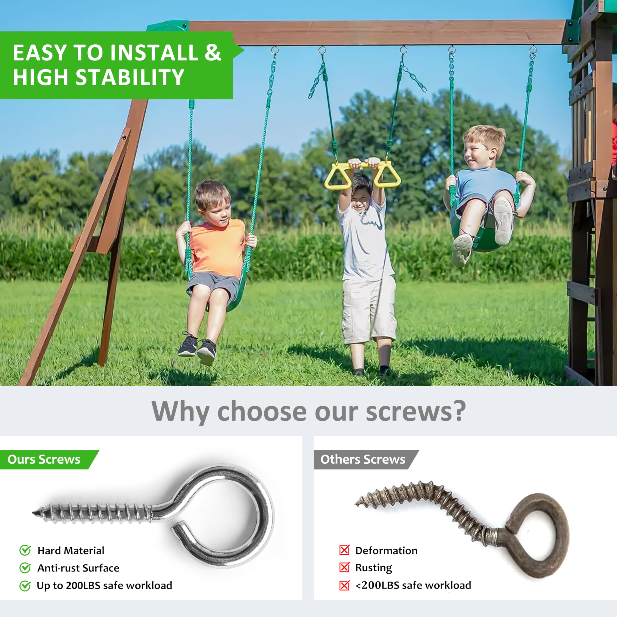 M5 20 Pcs 304 Stainless Steel Screws Eye,2.56 Inch Screw Self Tapping Eye,Load Bearing 200LB, Duty Eye Bolt for Wood Securing Cables Wire,Indoor & Outdoor Use (20, M5 2.56 Inch)