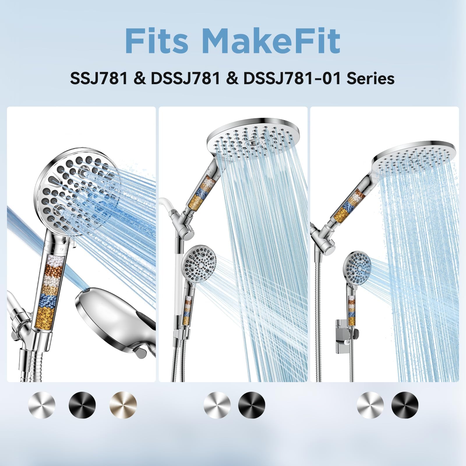 MakeFit Shower Head Filter Replacement Cartridge for SSJ781/DSSJ781 MakeFit Filtered Handheld Shower Head (2-Pack)