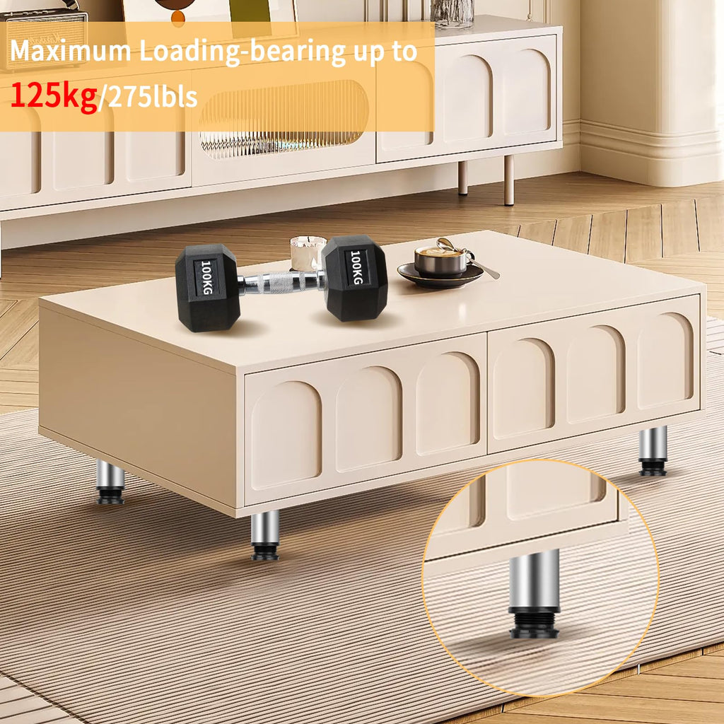 TamBee Furniture Cabinet Metal Legs Adjustable Stainless Steel Kitchen Feet Round Black and Silver 50 x 60 x 60mm Pack of 4