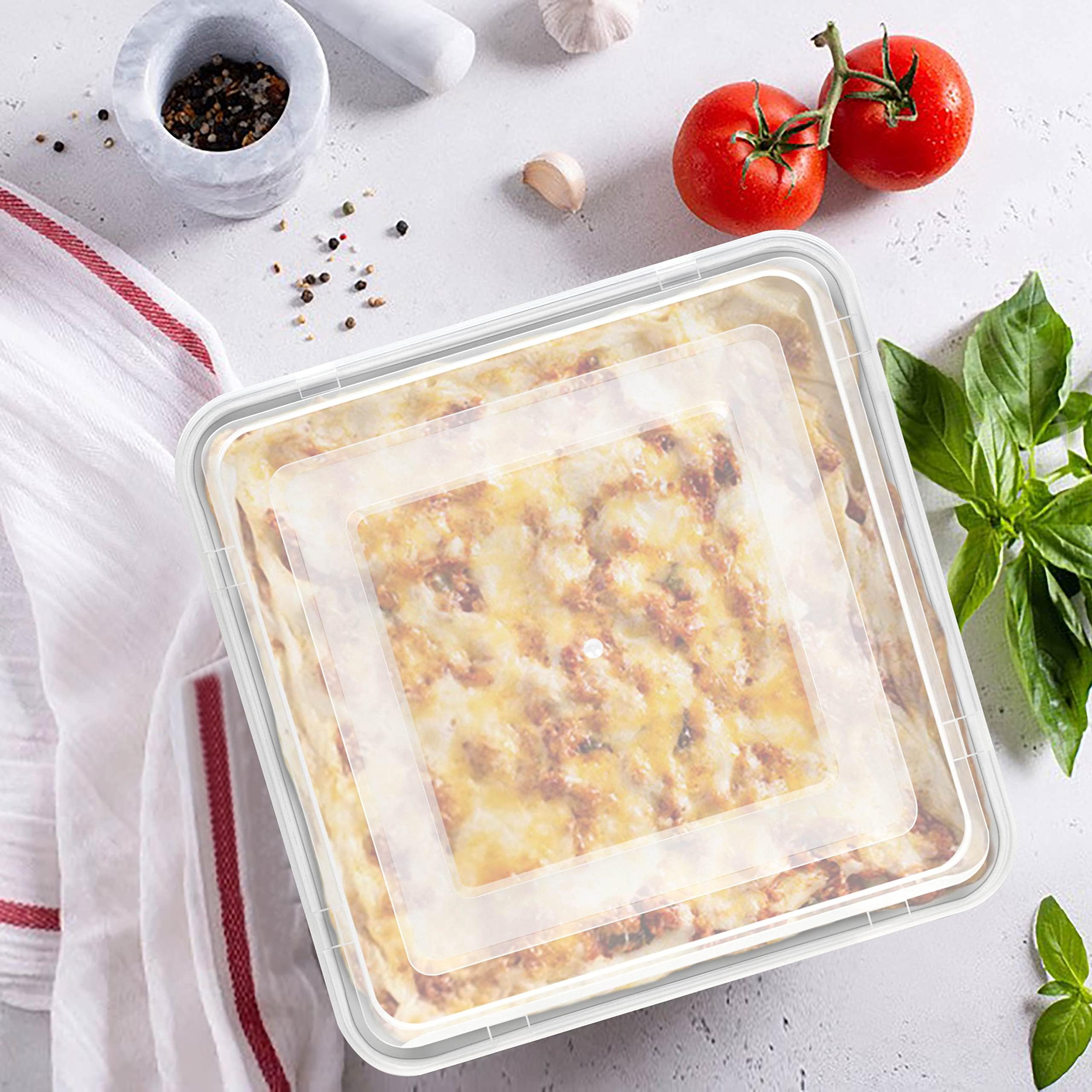 Herogo 8”x 8” Square Cake Pan, Stainless Steel Square Baking Pan with Lid, Cakes Brownie Lasagna Bakeware Set of 2, Healthy & Dishwasher Safe
