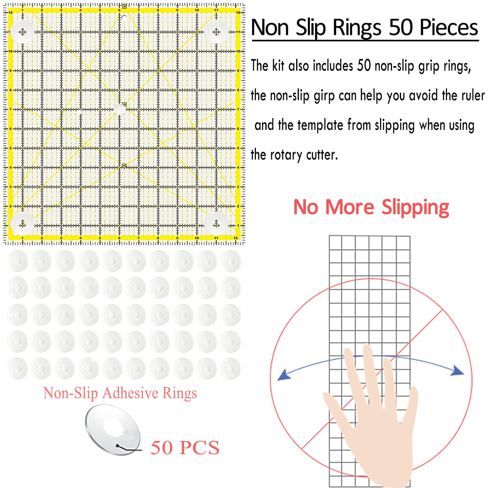 8 Pack Acrylic Quilting Ruler, Square Transparent Fabric Quilter Ruler with Double-Colored Grid Lines.Clear Sewing and Ironing Rulers for Precision Cutting and Easy Sewing
