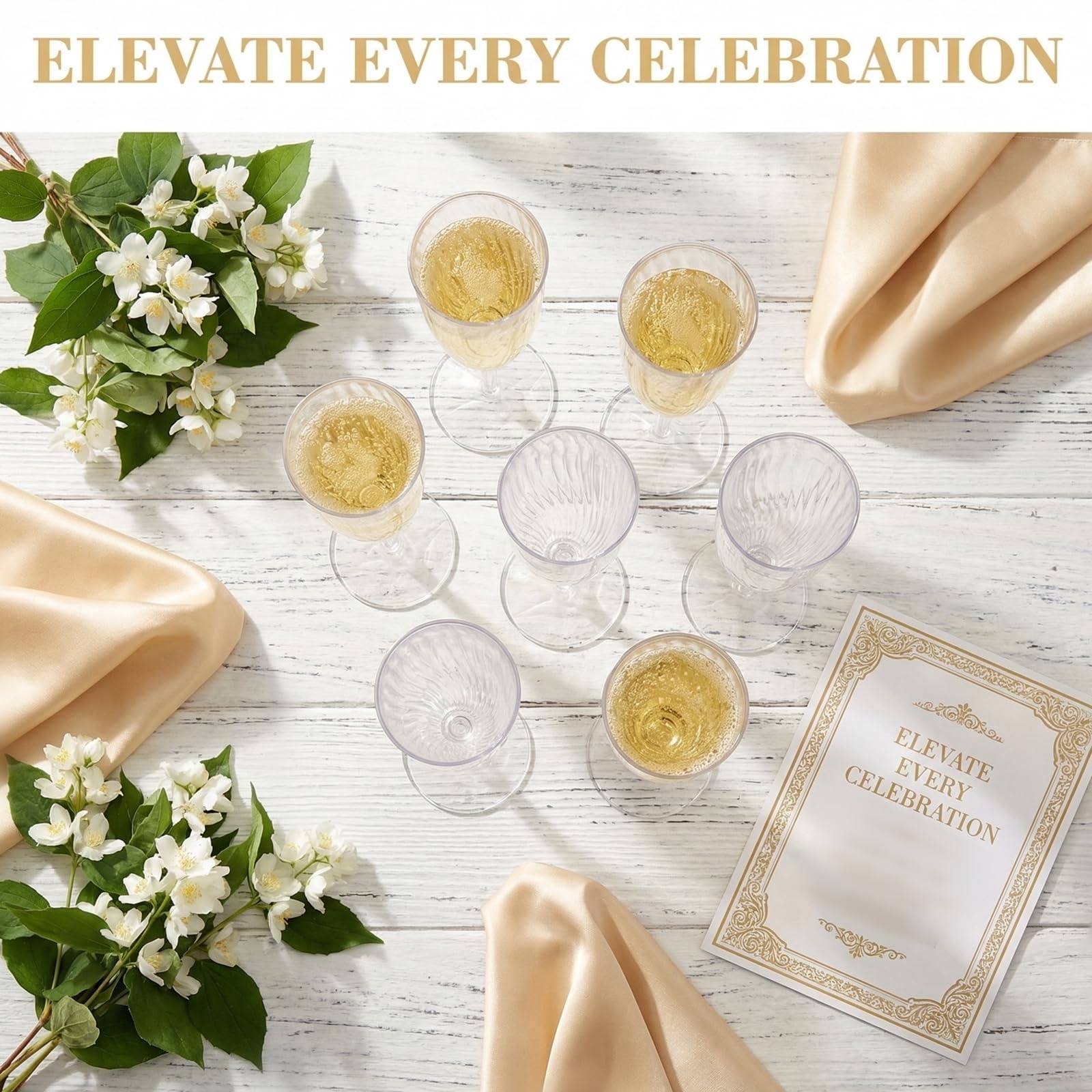 Tebery 18 Pack Clear Plastic Champagne Flute, 6 Oz Shatterproof Wine Toasting Glasses, BPA-Free Ribbed Champagne Tasting Flutes for Party Wedding Cocktails Mimosas Daily Life