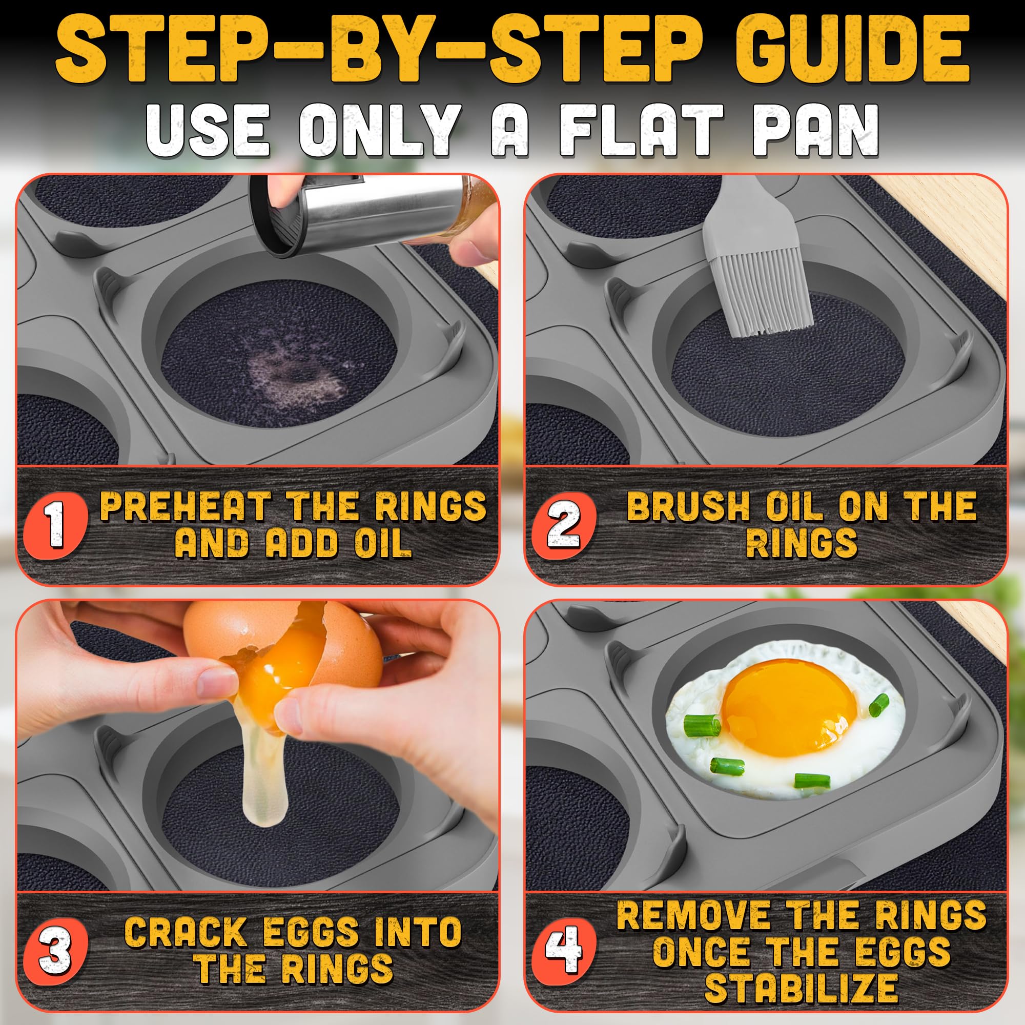 Silicone Egg Molds for Griddle - Rings for Frying Eggs Mold Ring - Kitchen Round Cooker Ring Egg Rings for Griddle