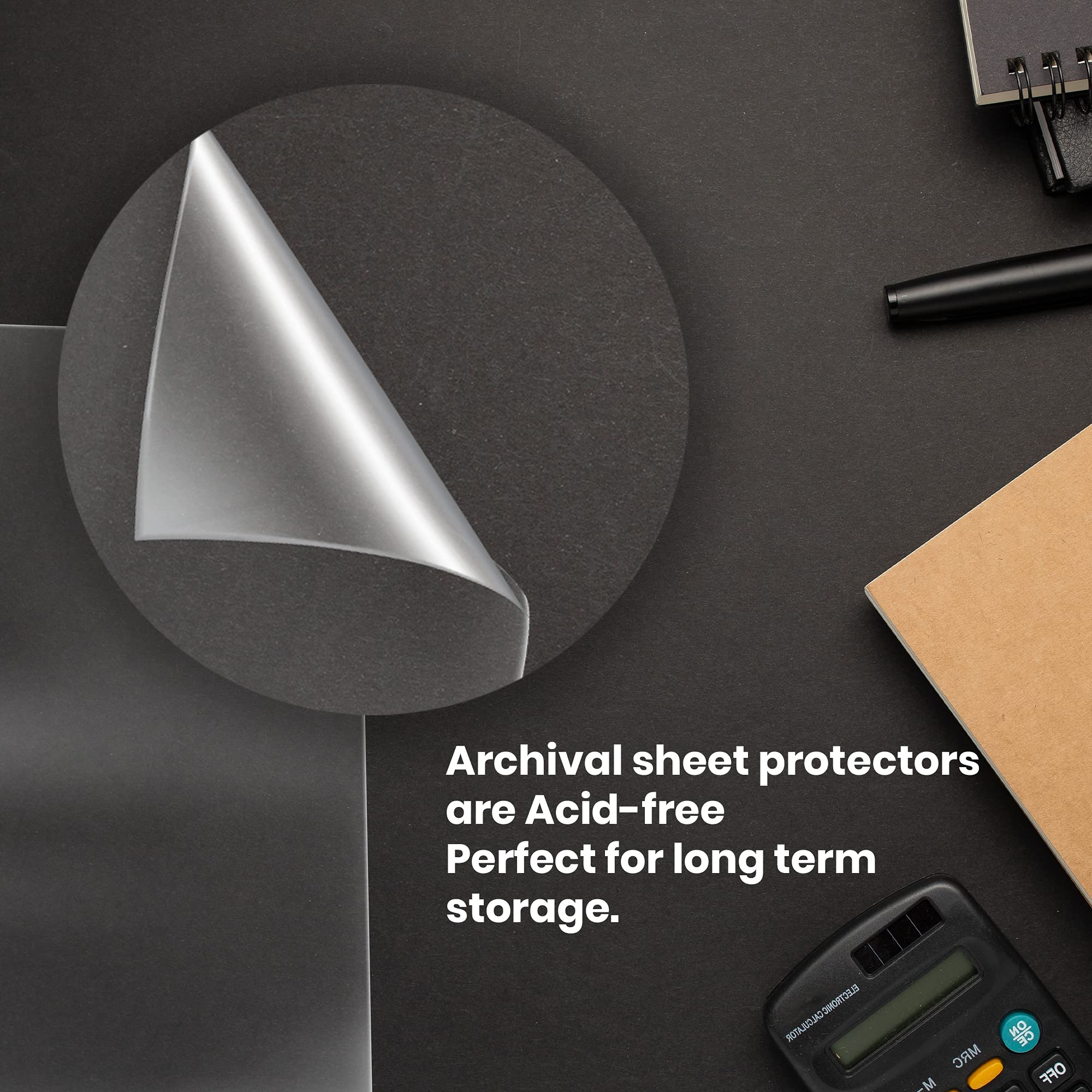 Legal Size Sheet Protectors 8.5x14, 100 Pack Heavyweight Top Loading 3-Ring Binder Sleeves, Archival Quality Acid Free Clear Plastic Page Protectors, Document Sleeves - Performore