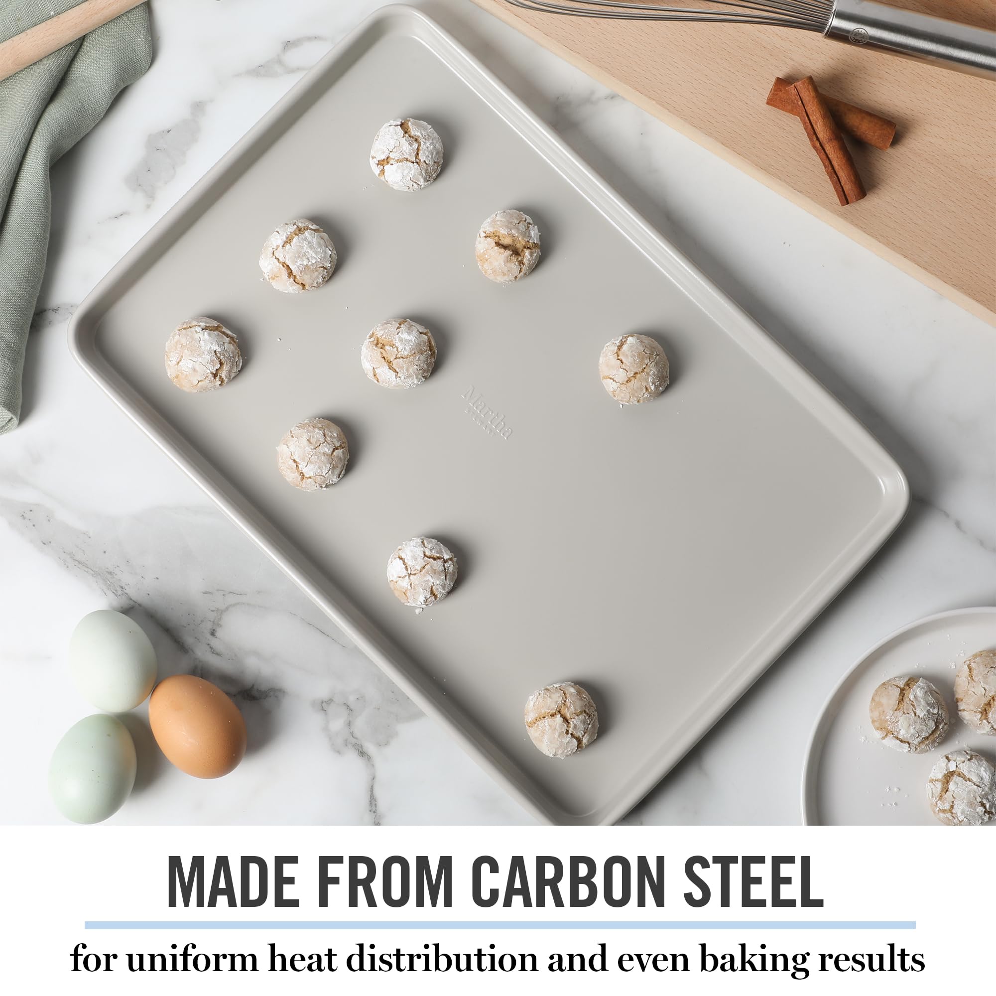 Martha Stewart Gallen 15 x 10 Inch Nonstick Carbon Steel Cookie Sheet - Cool Grey