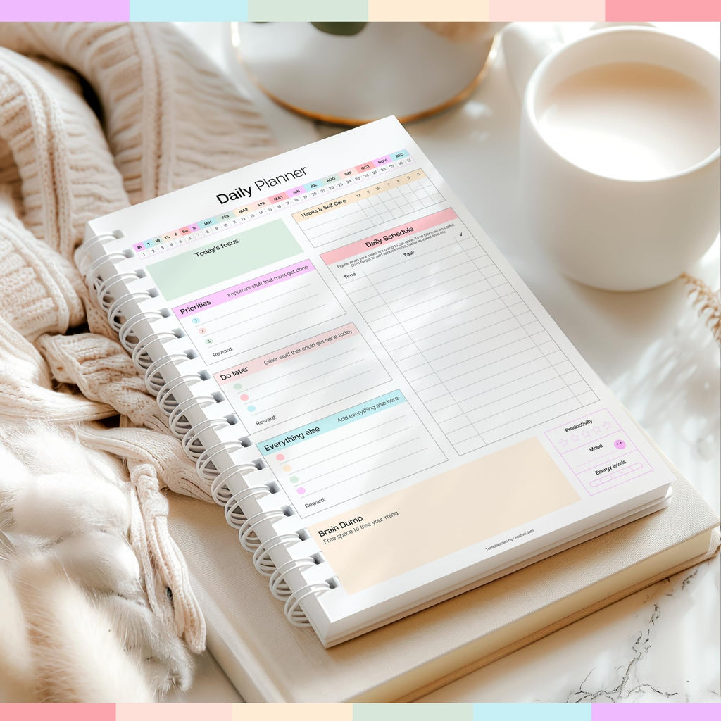 ADHD Daily Planner for Neurodivergent Adults - Productivity Daily Planner & Task Management to Stay Organized and Focused - A5 Pastel Rainbow