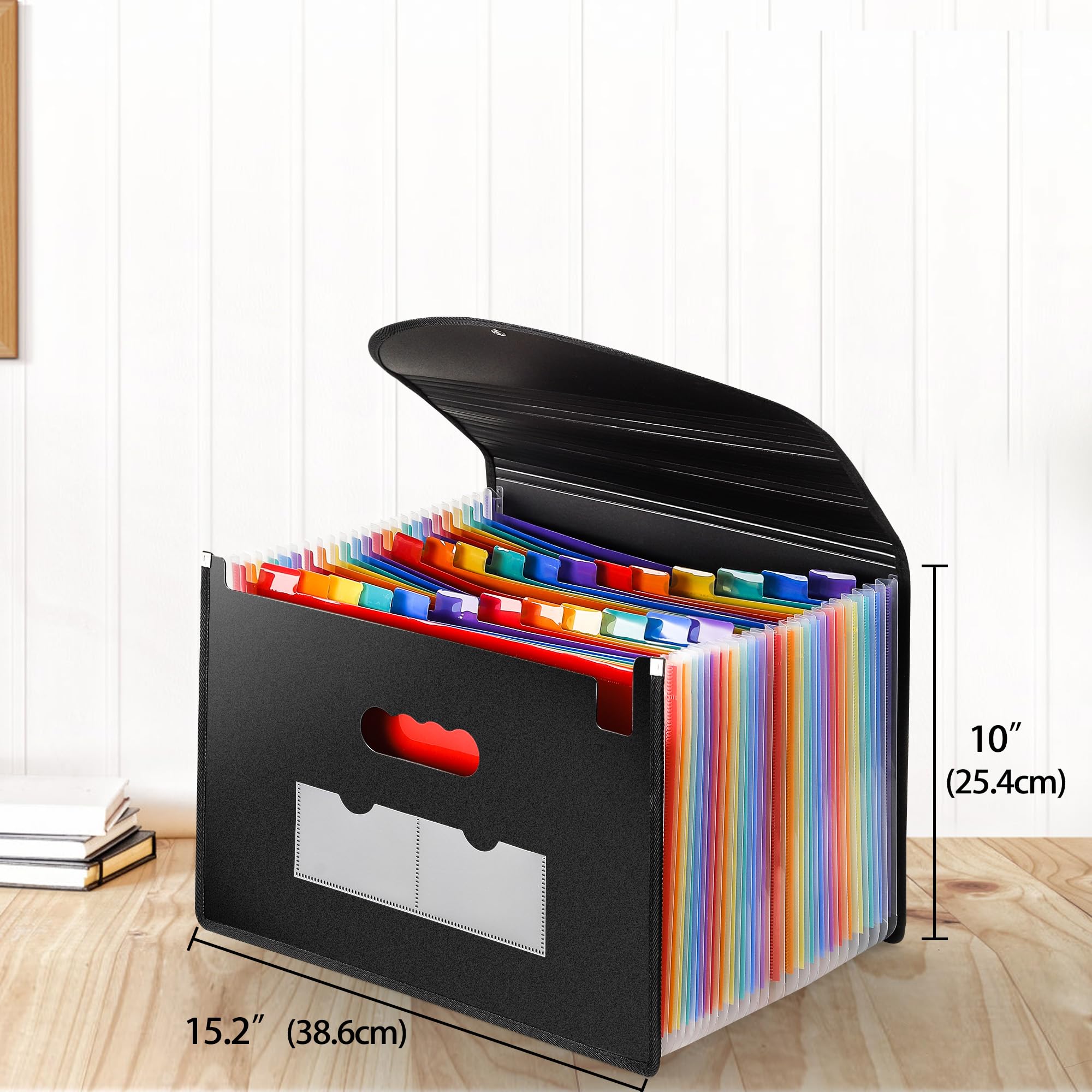 Accordion Expandable File Organizer, 24 Pockets Portable Files Box with Expandable Cover, Colorful Documents Storage Folder Holder Sorter for A4 /Letter/Legal Size Office Home School Travel Business