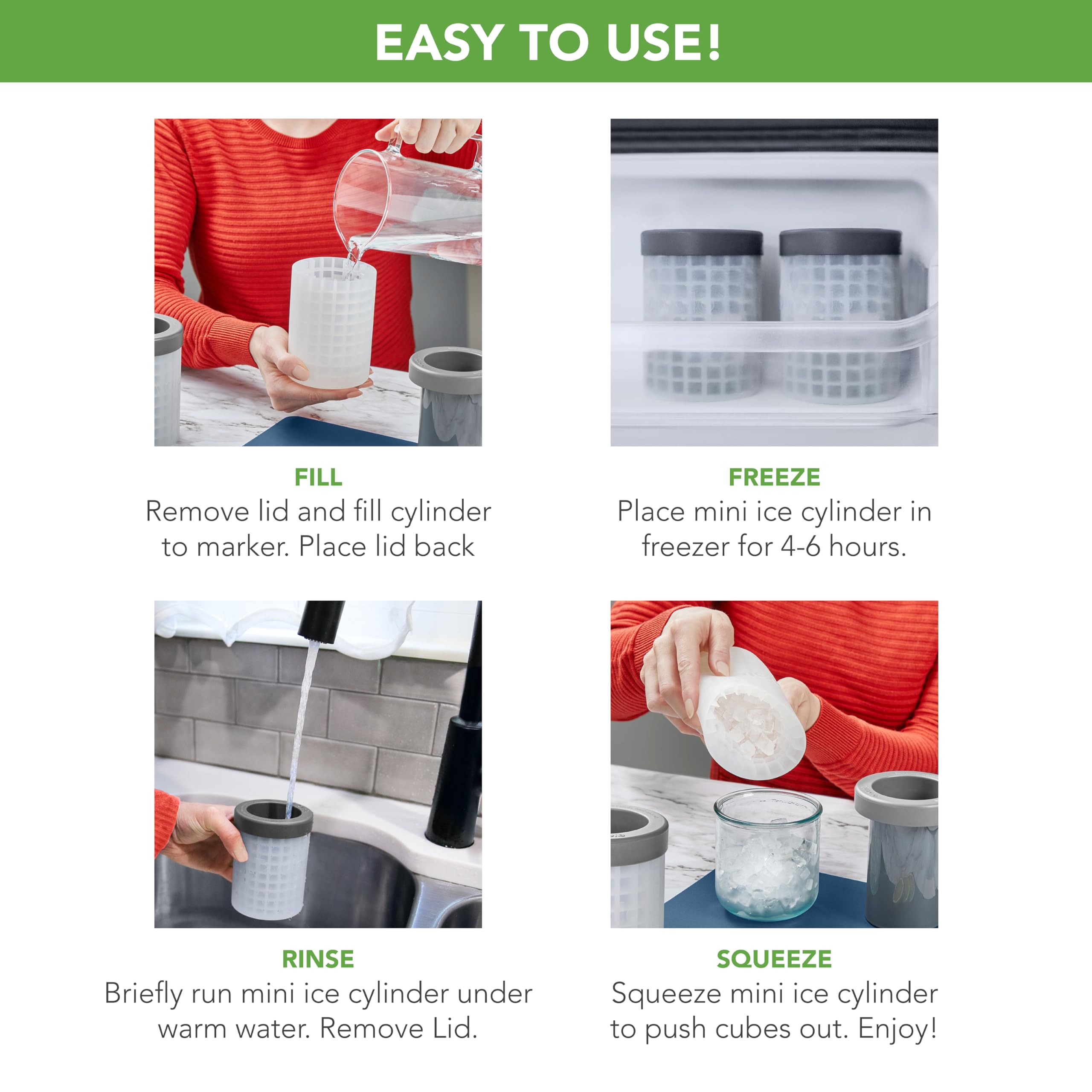 Tovolo Mini Ice Cylinder- Squeeze & Release- Set of 2, 1000422