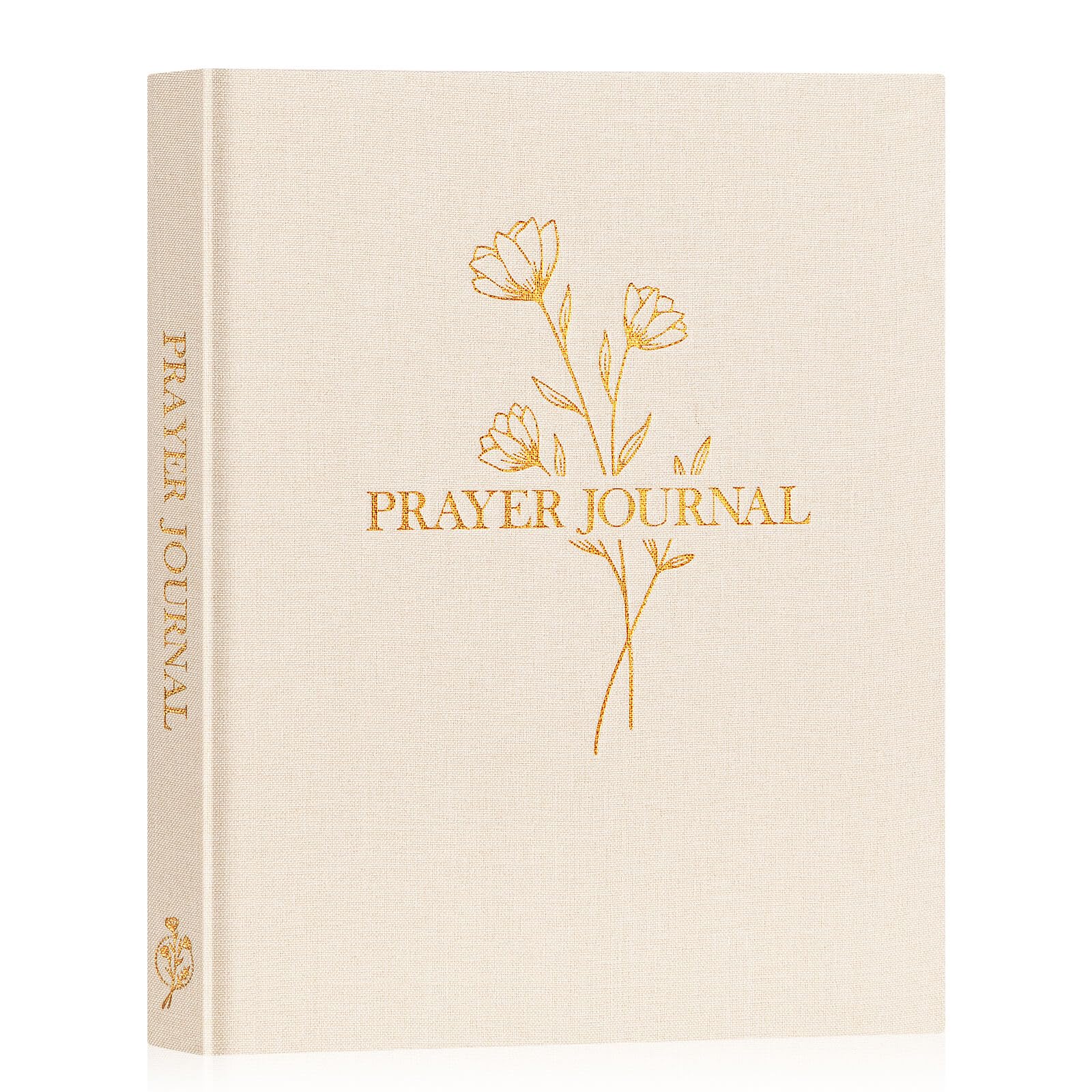 Lanpn Bible Prayer Journal for Women Men, 68 Weeks Linen Bible Study Journal Christian Prayer Notebook Planner with Scripture Verse, Devotional Journal Religious Christian Faith Gifts Women, Beige