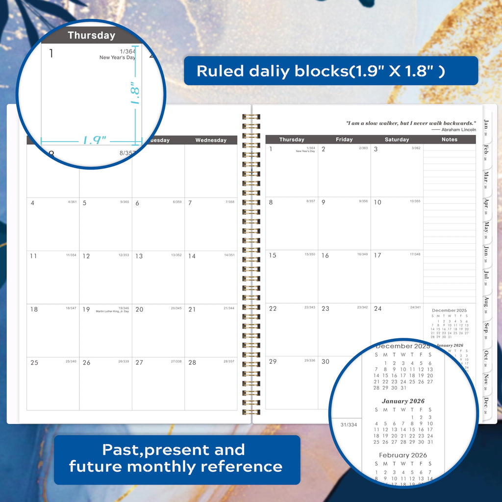 2026-2027 Monthly Planner - JAN 2026 - DEC 2027, 8.5" x 11" 24 Monthly Planner 2026-2027, Calendar Planner with Tabs, Inner Pocket, Thick Paper - Leaf Sand