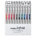 Pentel BLN75TL-10 EnerGel Ink Ballpoint Pen, 0.02 inches (0.5 mm), 10 Colors