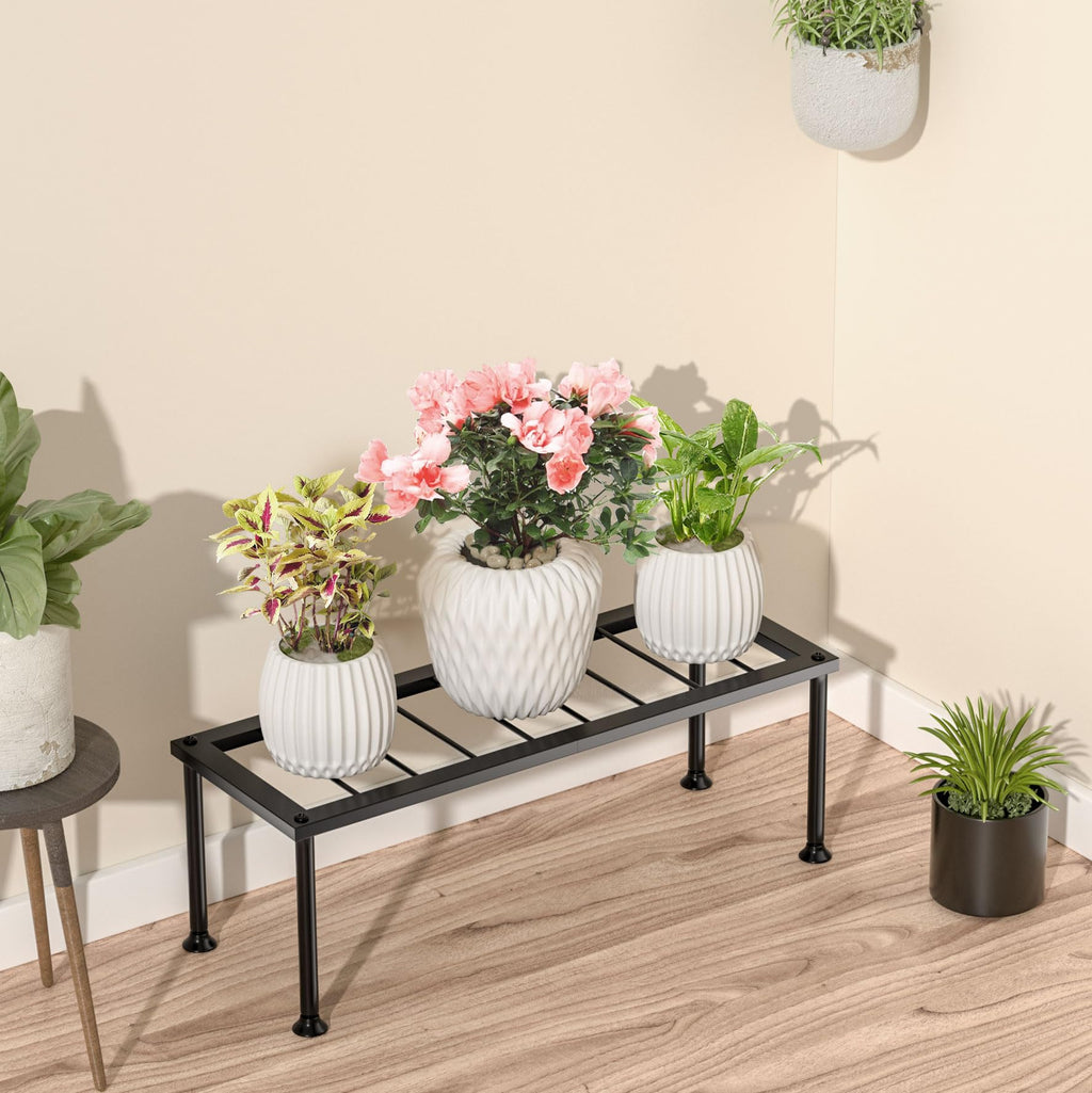 Josmimic 1 Tier Plant Stand - Ladder Plant Holder - Metal Plant Shelf Multiple Flower Pot Holder Flower Pot Holder for Indoor Corner Clearance Outdoor Outside Courtyard.