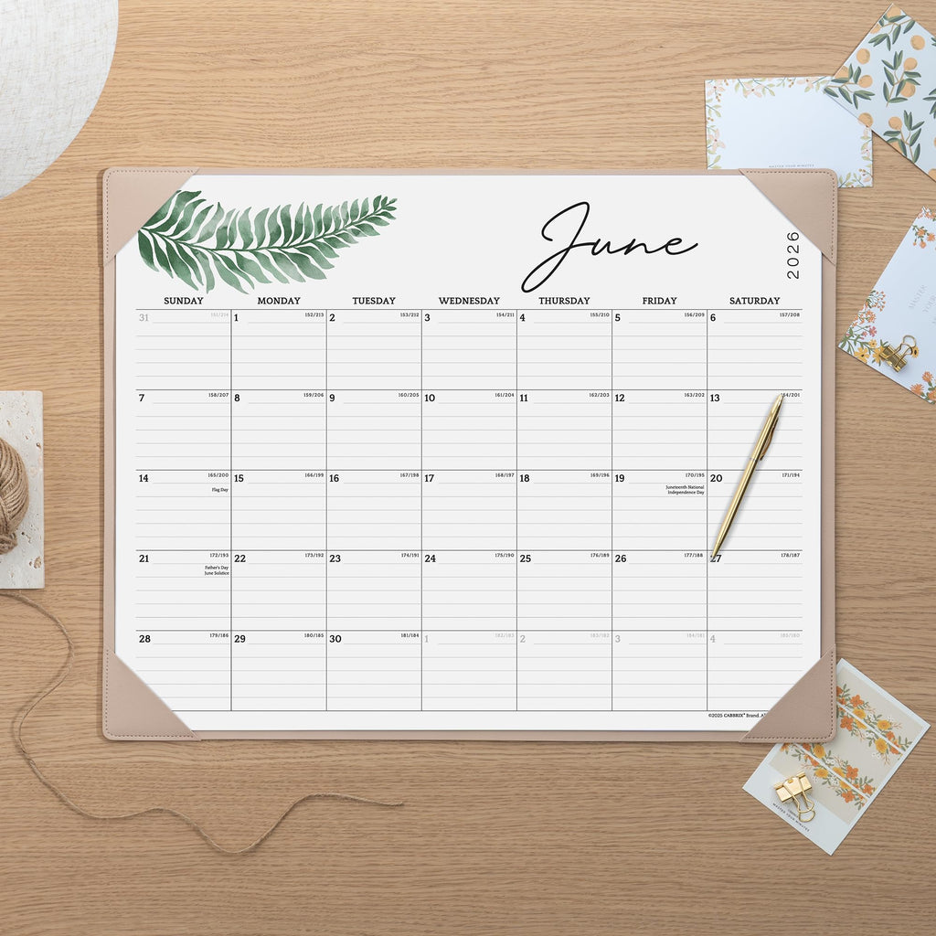 Large Desk Calendar 2026-2027 with Desk Mat, Cabbrix Desk Pad Calendar 22 x 17 Inch Runs From January 2026 to June 2027, Desk Blotter Calendar 2026-2027 for Home School and Office (Apricot)
