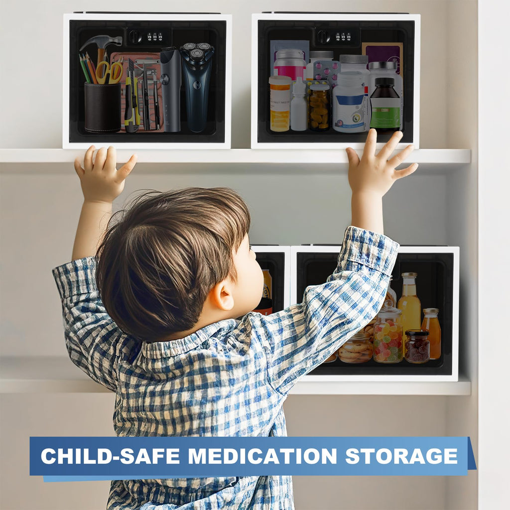 Lockable Box, Medicine Lock Box for Safe Medication, Premium Material Lockable Storage Box Locking Organizer Bin for Fridge Food/Snacks/Phone/Tablet Jail/Home Safety