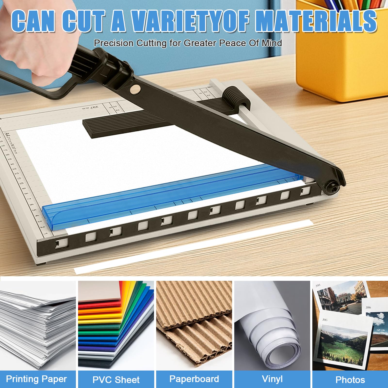 Paper Cutter, Guillotine Paper Cutter 12 Inch A4 Cutting Length, 12 Sheet Capacity, Paper Trimmer Slicer with Safety Protection Device for Cardstock, Photos, Crafts