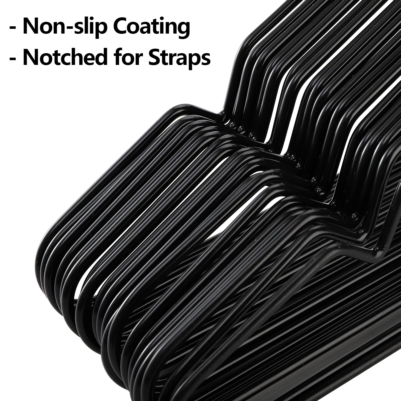 Tosnail 50 Pack 16-Inch Stainless Steel Wire Metal Hangers, Non-Slip Hanger, Space Saving Closet Clothes Hangers - Black
