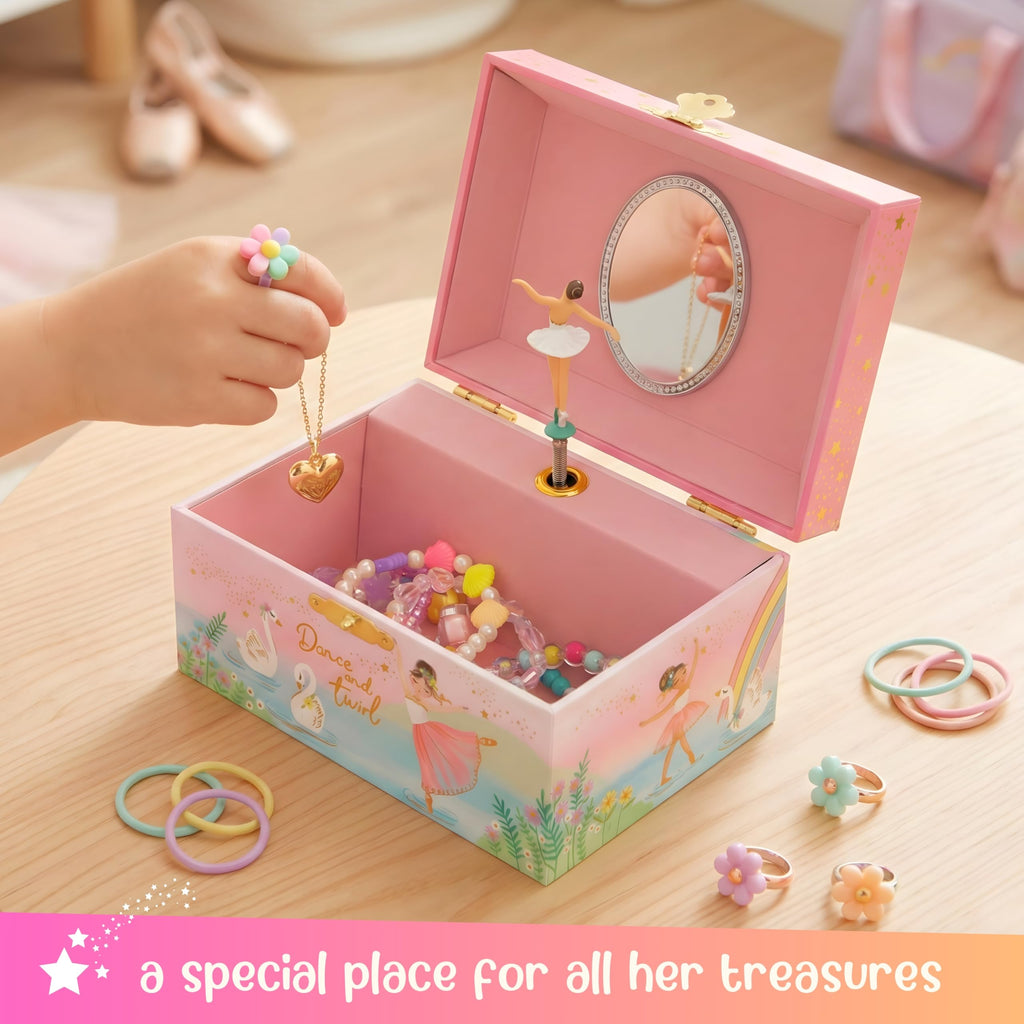 Giggle & Honey® Musical Ballerina Jewelry Box for Girls - Kids Music Box with Spinning Ballerina, Ballet Birthday Gifts for Little Girls, Jewelry Boxes - Ages 3-10