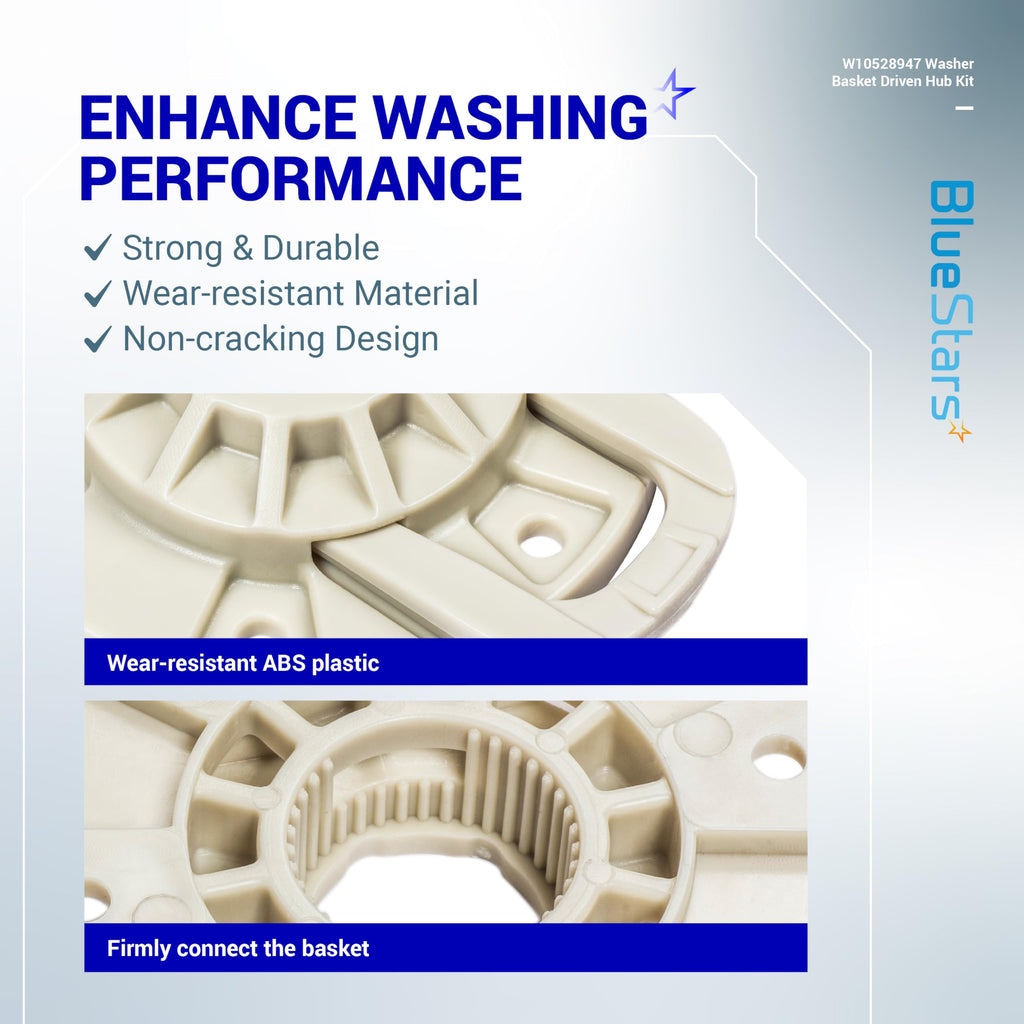 BlueStars W10528947 W10396887 Washer Basket Driven Hub Kit Part - Compatible with Maytag Whirlpool Kenmore Washers - Replaces AP5665171 W10528947VP PS6012095 - Enhanced Design
