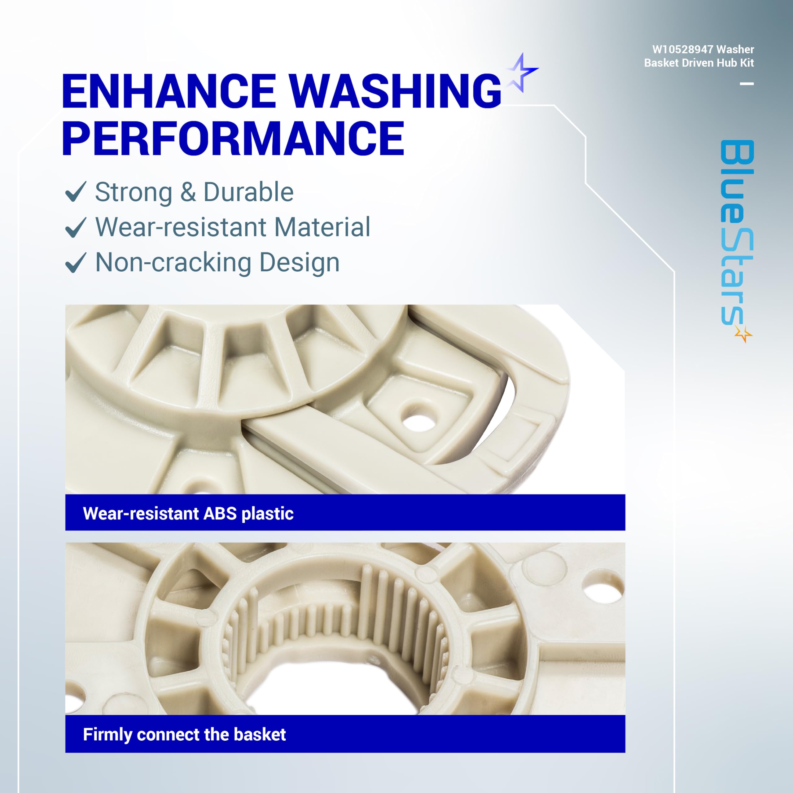 BlueStars W10528947 W10396887 Washer Basket Driven Hub Kit Part - Compatible with Maytag Whirlpool Kenmore Washers - Replaces AP5665171 W10528947VP PS6012095 - Enhanced Design