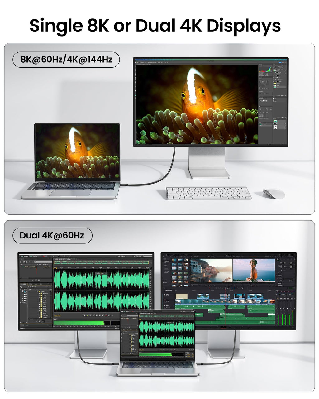 Silkland USB 4 for Thunderbolt 4 Cable 1FT, 40Gbps Data Transfer, 240W PD 3.1 Fast Charging, 8K/5K@60Hz, Short USB C Data Cable, Compatible for SSD, MacBook, iPhone 17, Docking, Mac mini
