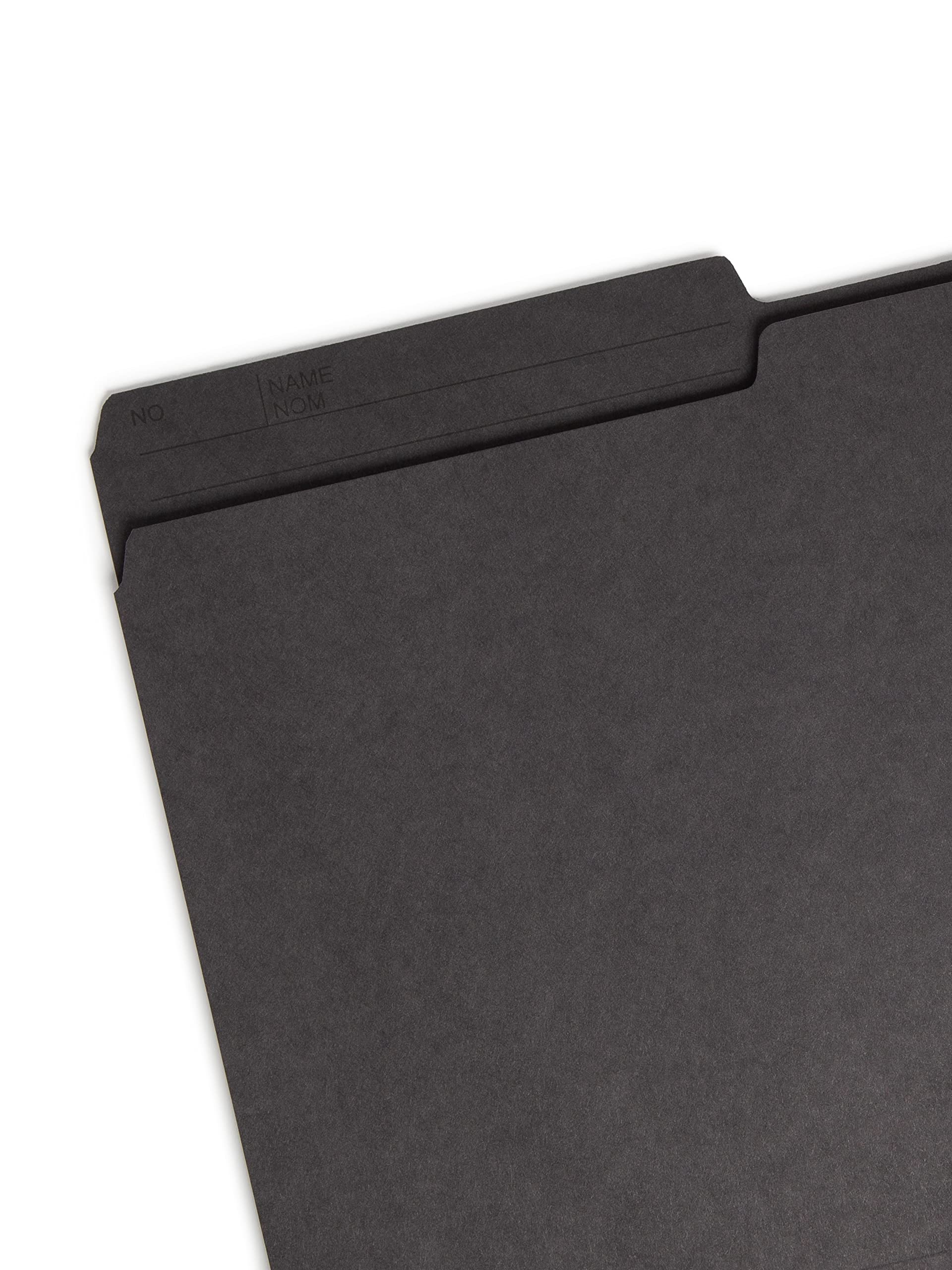 Smead 10364 File Folder, Letter, 1/2-Cut, 2 Reversible Tab, Black, 100 Per Box