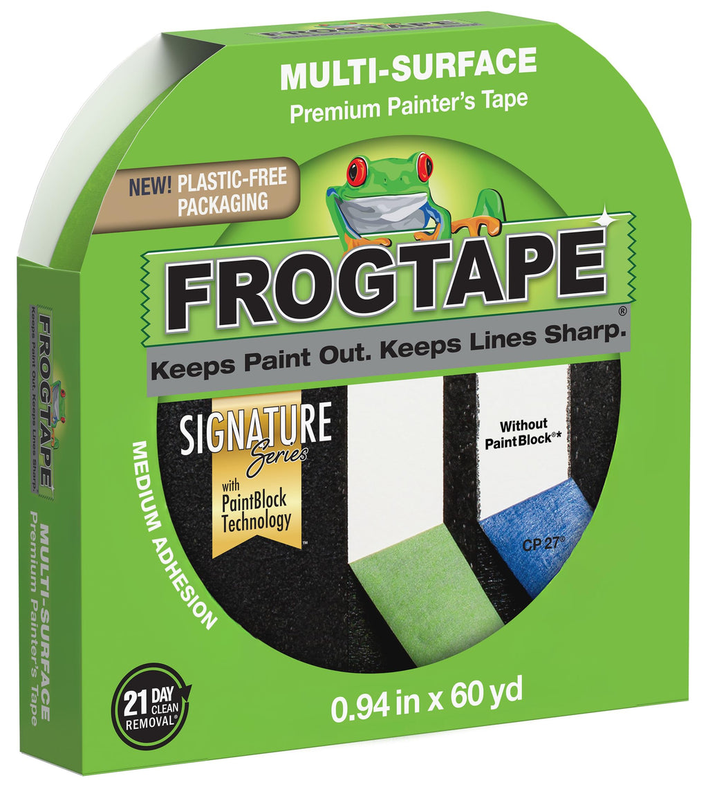 FrogTape 1358463 Multi-Surface Painting Tape, Green, 0.94-Inch x 60-Yard Roll