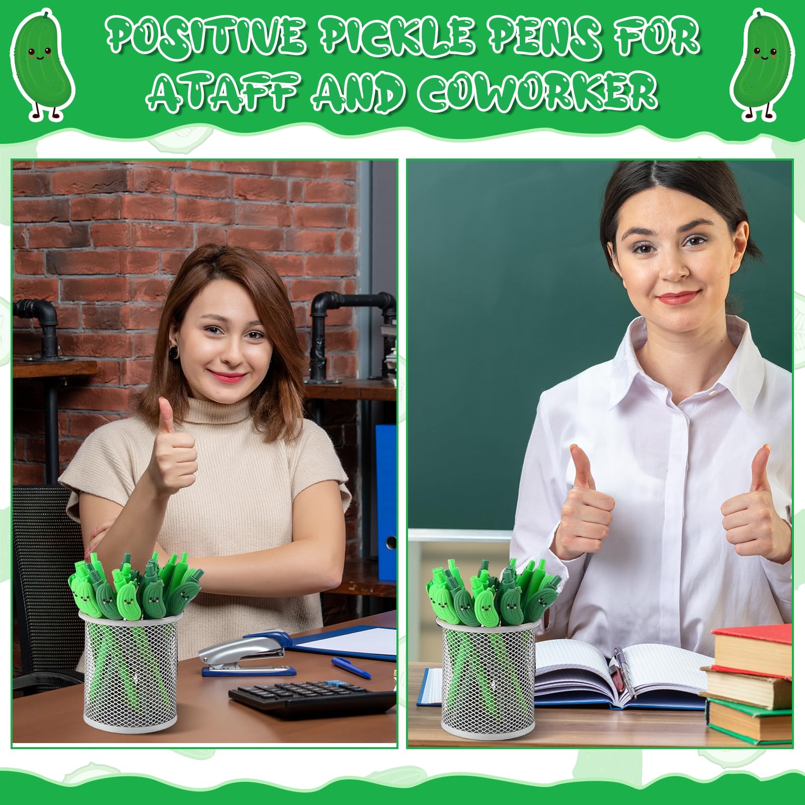 40 pcs Inspirational Pickle Emotional Support Pens Bulk Positive Encouragement Affirmation Gifts with Motivational Tags Gifts for Employees Coworkers learners Nurse Dietitian Graduation