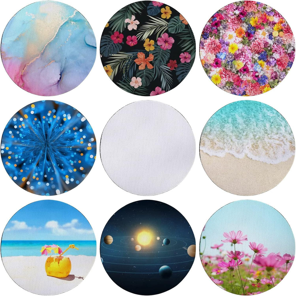Okllen 60 Pcs Sublimation Coasters Blanks Bulk, 4 Inch Rubber Cup Mat Car Coasters Sublimation Blanks Set, Heat Press Cup Coasters Holder for Thermal Sublimation DIY Crafts
