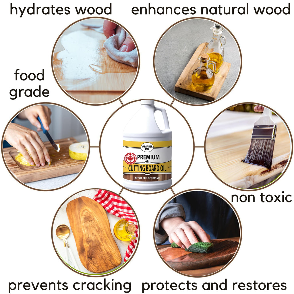 Cutting Board Oil 64 fl oz – 100% Food-Grade Mineral Oil for Protecting and Restoring Wooden Cutting Boards BY AMRIEL CO.