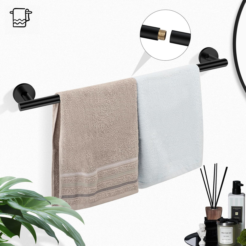 Ntipox Matte Black Bathroom Hardware Set 5 Piece, Stainless Steel Towel Bar Set 24 Inch,Toilet Paper Holder,Towel Ring Holder,Towel Rack Set,Black Bathroom Accessories Kit