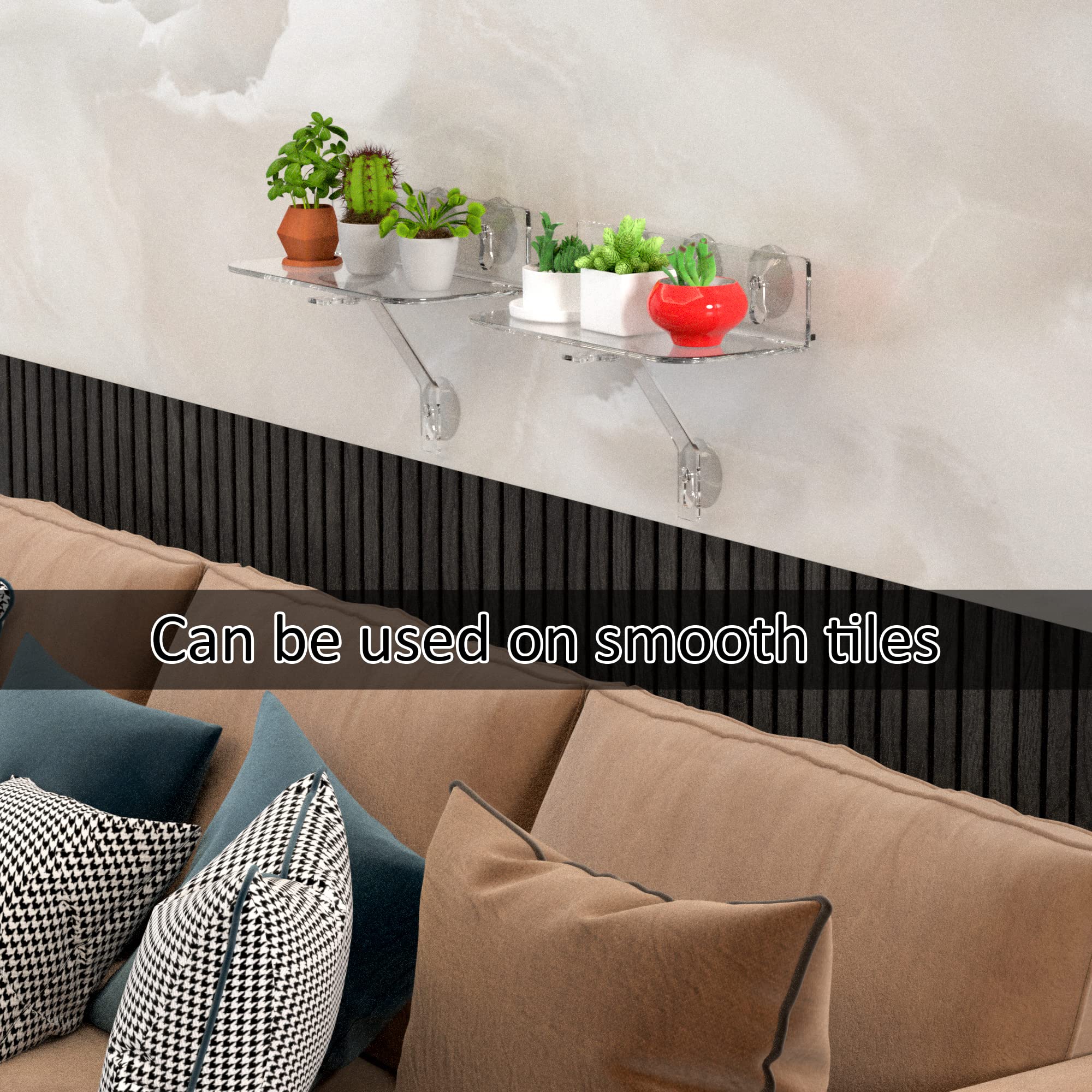 Hexsonhoma Clear Acrylic Window Shelf for Plants, Window Sill Plant Shelf with Strong Cup Suction, 12 Inch Hanging Window Plant Shelves for Plants, Camera, Picture Frame(1 Pack)