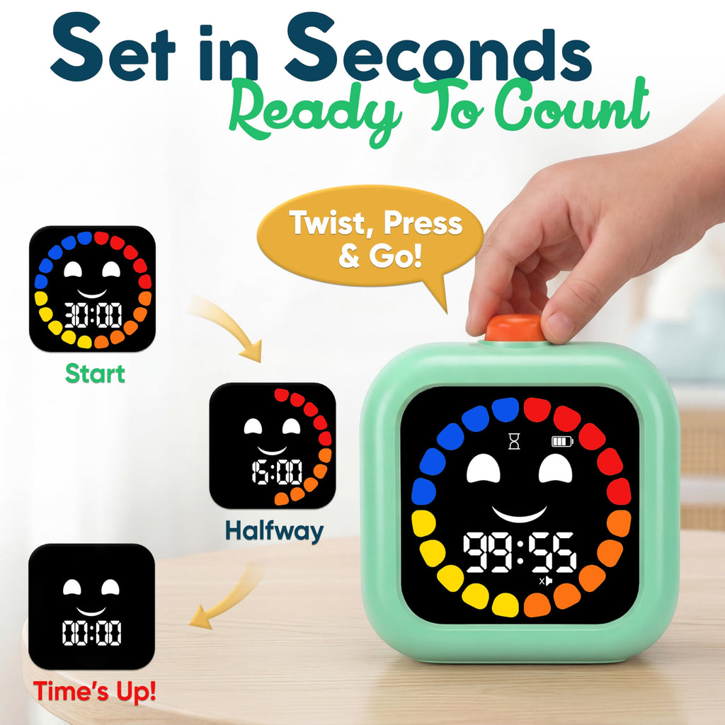 Digital Visual Timer for Kids - Rechargeable 99 Min Timer - Focus & Smoother Routines - Visual Timer for Classroom, ADHD Autism Toddler Support - Daily Use at Home, Therapy or School