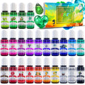 Alcohol Ink Set - 24 Vibrant Colors for Resin Art, Petri Dish Making, Epoxy Painting - Concentrated Alcohol-Based Paint Color Dye for Tumbler Making - 24 x 10ml/.35oz