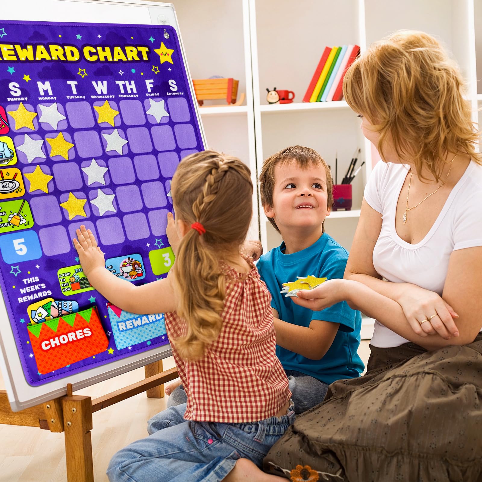 Taika 25.5x19 inch Incentive Chart, Behavior Reward Chart, Reward Charts, Training Chore Chart, Schedule for Kids, Responsibility Daily Chart, Behavior Checklist for 4 years+